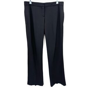 THEORY Yadie Black Pleated Straight Leg Wool Trouser Pants Size 12